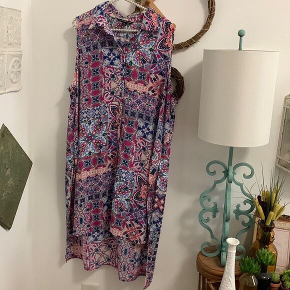 Zac & Rachel tunic high low button up top 2x - Picture 1 of 8